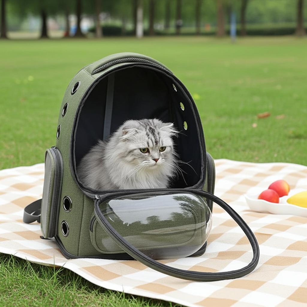 Breathable Pet Backpack Carrier – Clear Front Travel Bag for Cats & Small Dogs; Travel Backpack for Outdoor Trips and Vet Visits